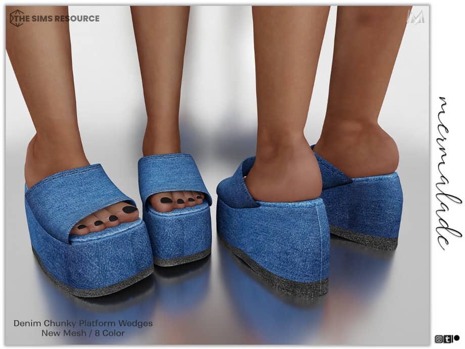 Denim Chunky Platform Wedges
