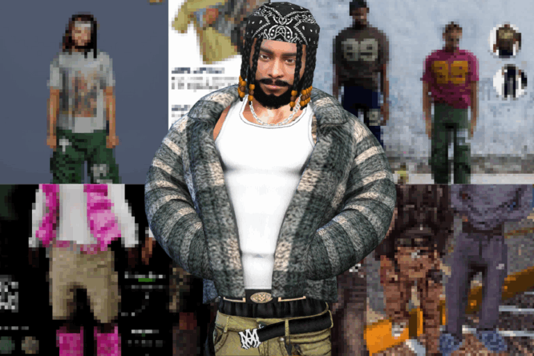 Hip-hop artist with dreadlocks wearing a patterned coat and white tank top, urban street style, bold fashion, modern music culture, Must Have Mods.