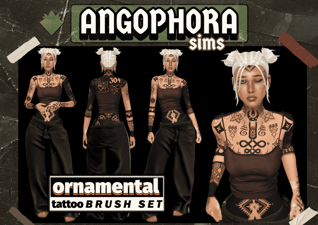 Ornamental Style & Number Tattoo Brush