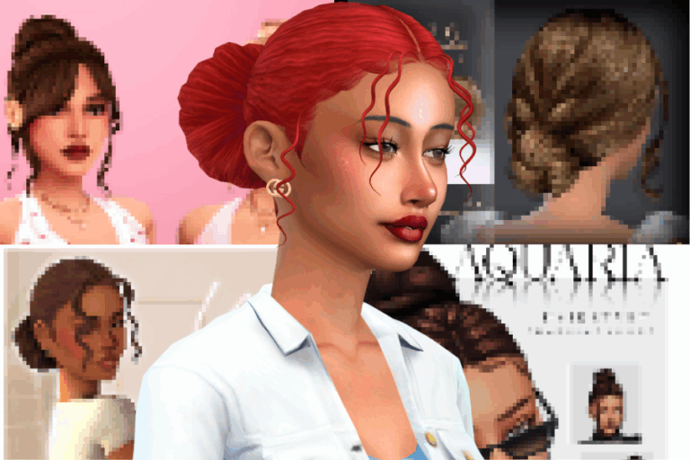 High-quality 3D-rendered female character with red hair styled in elegant curls, wearing a white shirt, demonstrating popular Roblox avatar customization and modding options on Must Have Mods site.