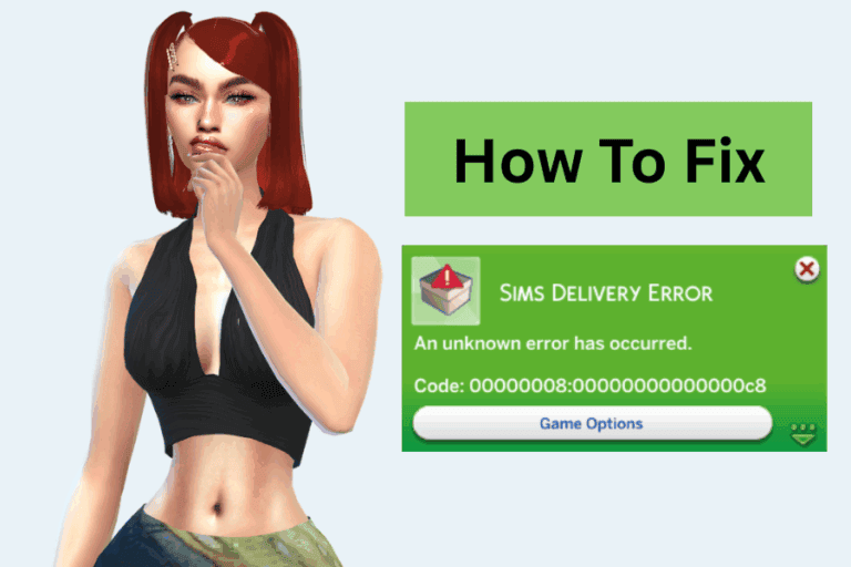 Error fixing guide for Sims delivery error code 00000008 on Must Have Mods website.