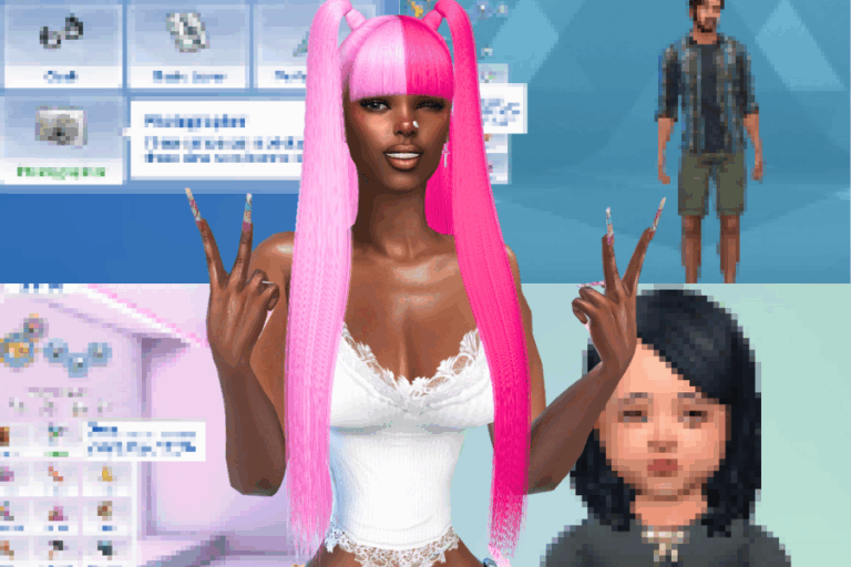 Pink wig for Sims 4, vibrant accessory, popular mod content.