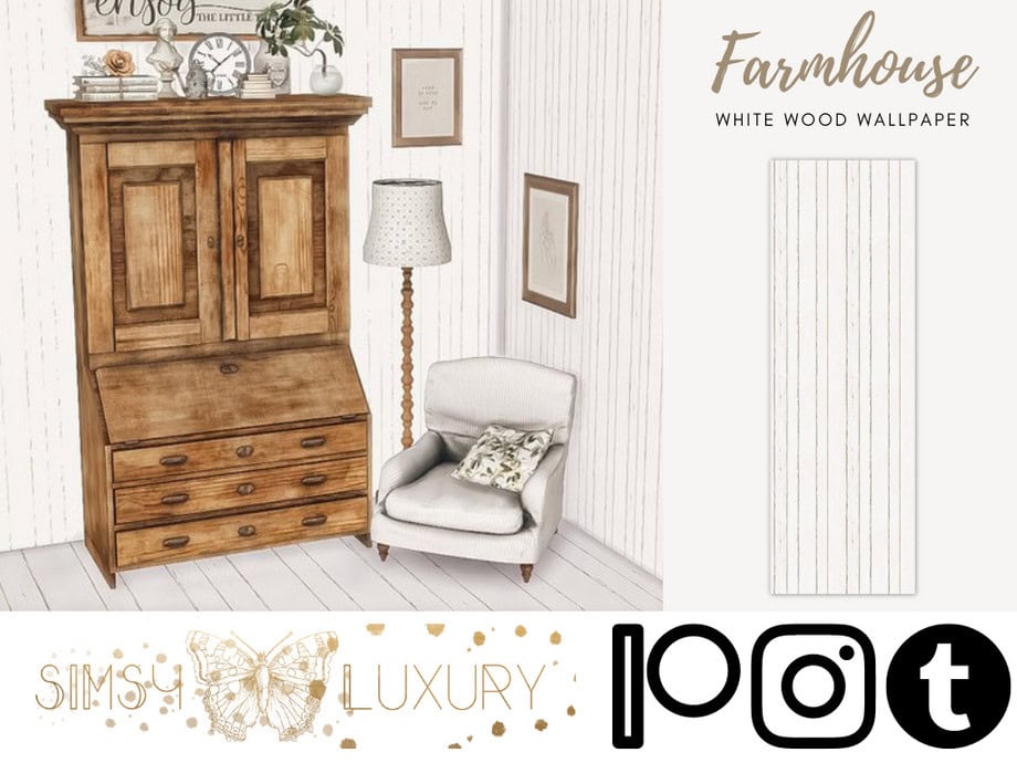 Farmhouse Entry- White Wood Wallpaper