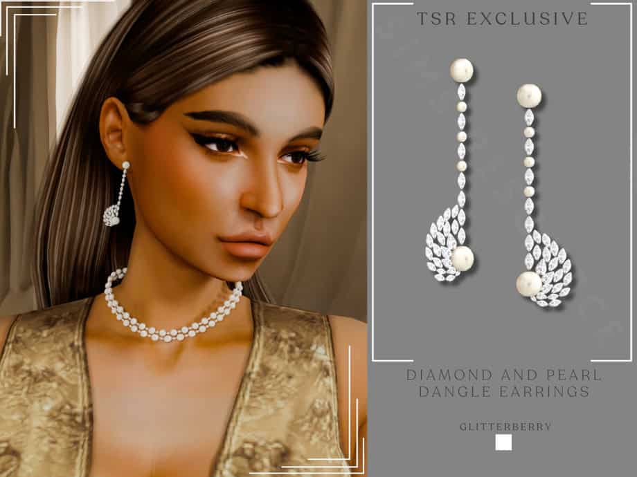 Diamond and Pearl Wing Dangle Earring