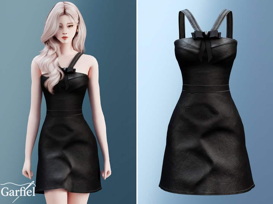Adult – Elegant black dress with bow detail straps