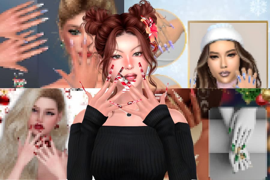 24+ Best Sims 4 Christmas Nails CC