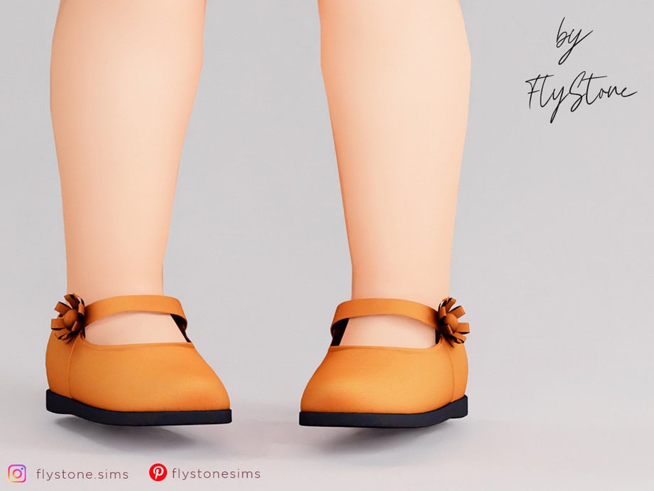 Toddler Leather Shiny Flats With Flower