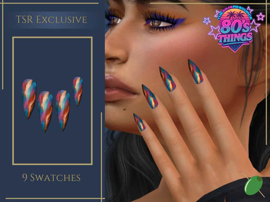 Retro Abstract Art Stiletto Nails