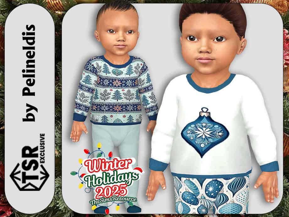 Infants Blue Christmas Pajama Set