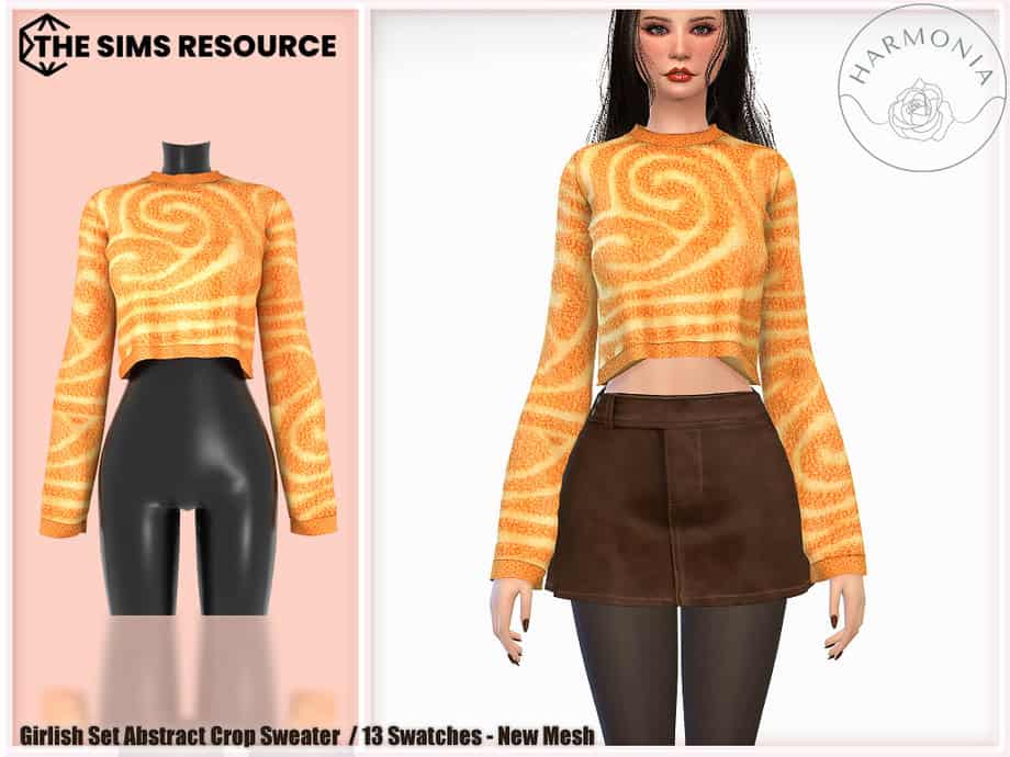 Girlish Set Abstract Cropped Sweater