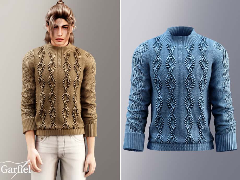 Adult: Textured Half Zip Cable Sweater