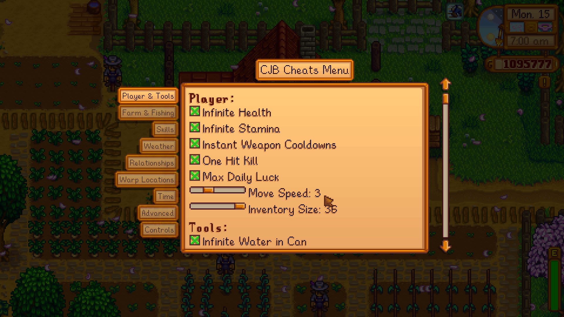 the CJB cheats menu ui