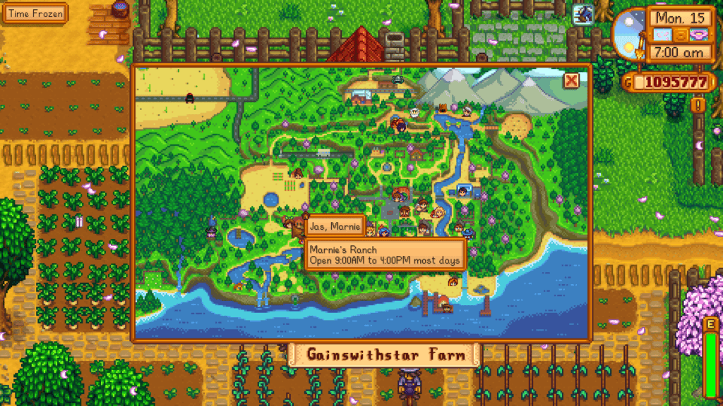 a map showing locations of different npc characters