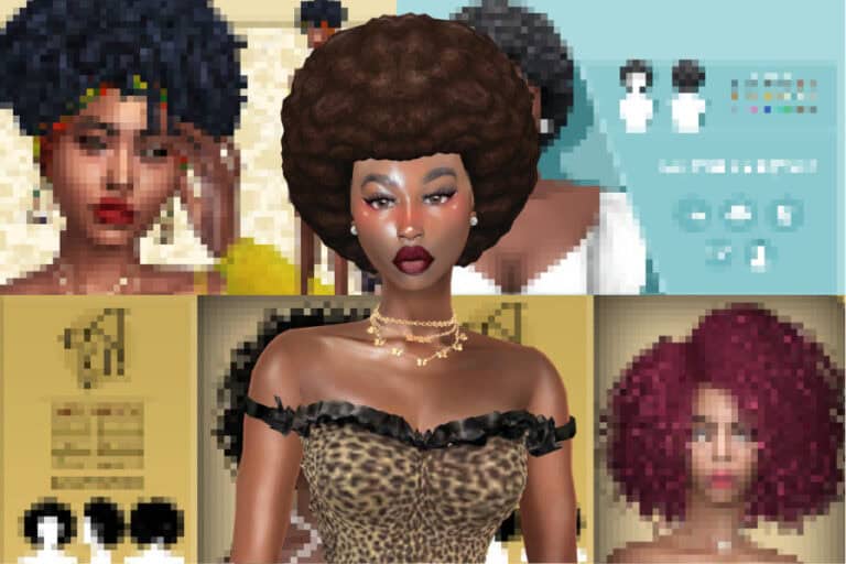 A female Sims with afro hair