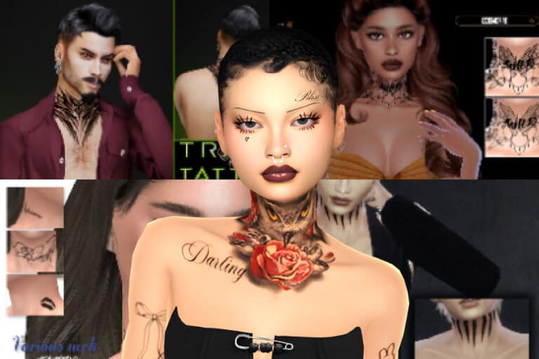 25+ Must-Have Sims 4 Neck Tattoo for Bold, Edgy & Aesthetic Sims