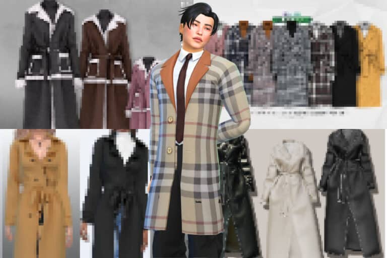 27+ Best Sims 4 Trench Coat CC: Off-shoulder, Long, Short, Accessory, and More